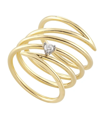Hstern Yellow Gold And Diamond Geometric Gold Ring