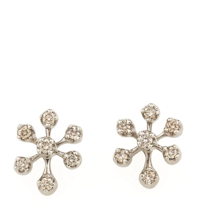 Hstern Noble Gold And Diamond Snow Flake Earrings