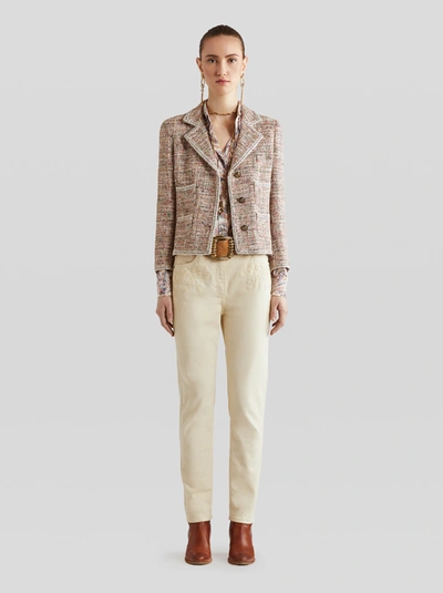 Etro Embroidered Jeans In Beige