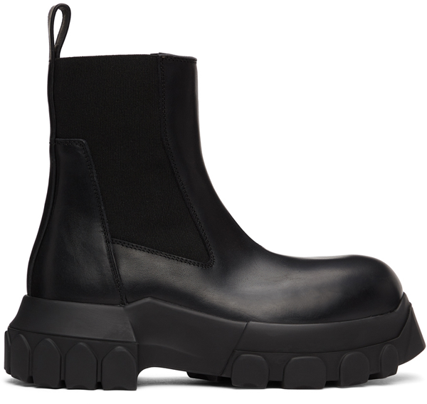 Rick Owens Black Mega Bozo Tractor Chelsea Boots In 99 Blk/blk | ModeSens