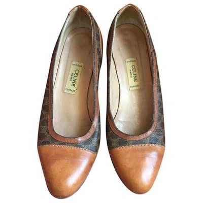 Pre-owned Celine Leather Ballet Flats In Brown