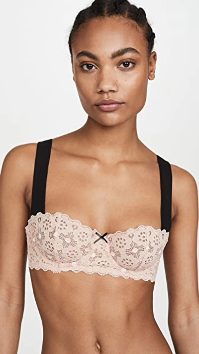 Fleur Du Mal Crochet Lace Balconette Bra In Blush