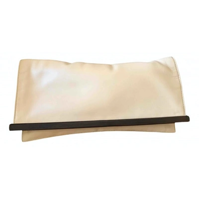 Pre-owned Loewe Leather Clutch Bag In Beige