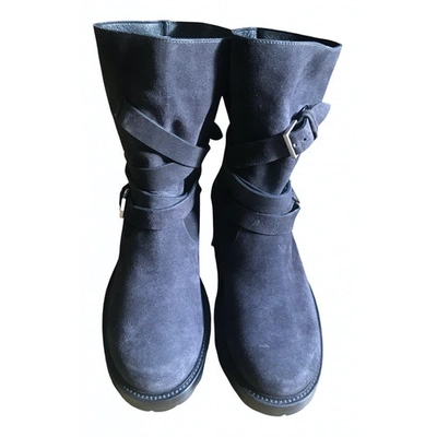 Pre-owned Dior Anthracite Leather Boots