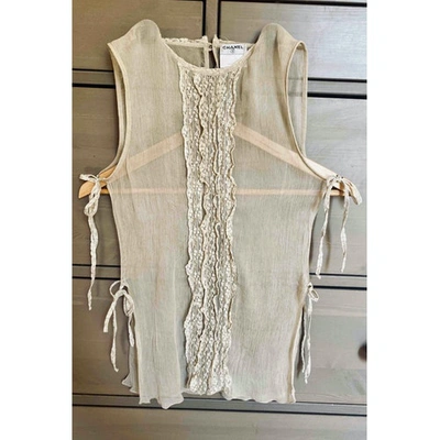 Pre-owned Chanel Silk Corset In Ecru