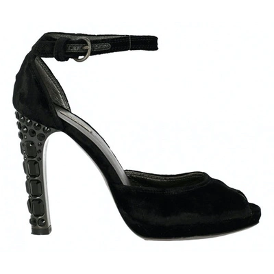 Pre-owned Miu Miu Cloth Heels In Black