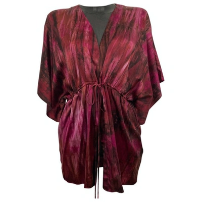 Pre-owned Alice And Olivia Silk Top In Burgundy