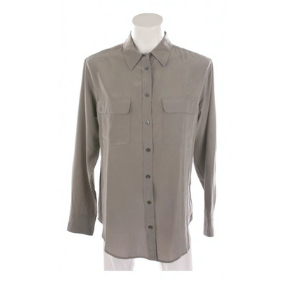 Pre-owned Equipment Grey Silk  Top
