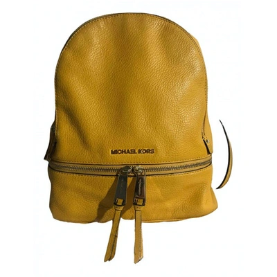 Pre-owned Michael Kors Rhea Yellow Leather Backpack