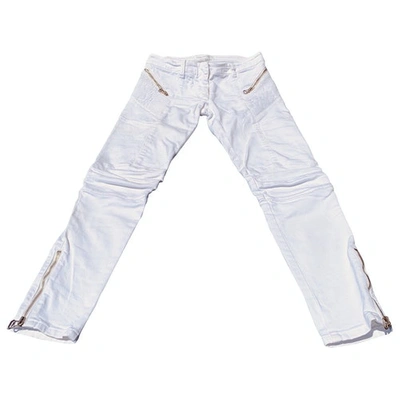 Pre-owned Pierre Balmain White Cotton - Elasthane Jeans
