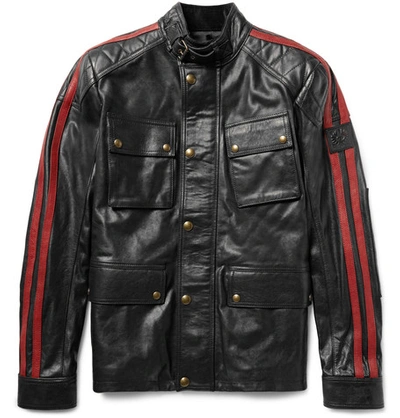Belstaff Daytona Slim-fit Striped Leather Jacket | ModeSens