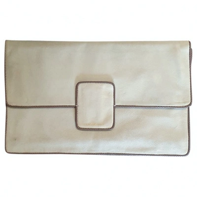 Pre-owned Emporio Armani Ecru Leather Clutch Bag