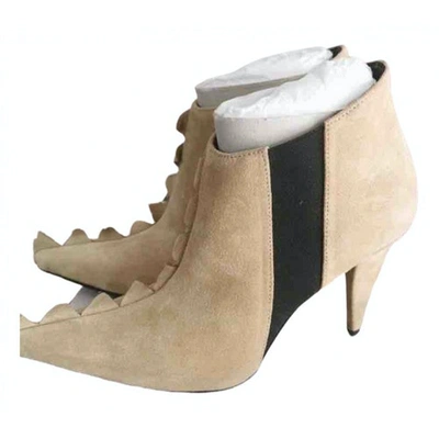 Pre-owned Loewe Beige Suede Ankle Boots