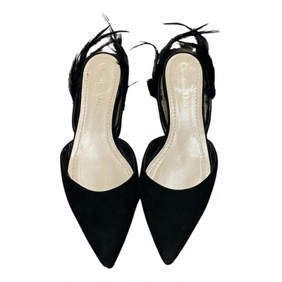 Pre-owned Dior Black Suede Ballet Flats