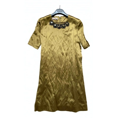 Pre-owned Marni Silk Mid-length Dress In Gold