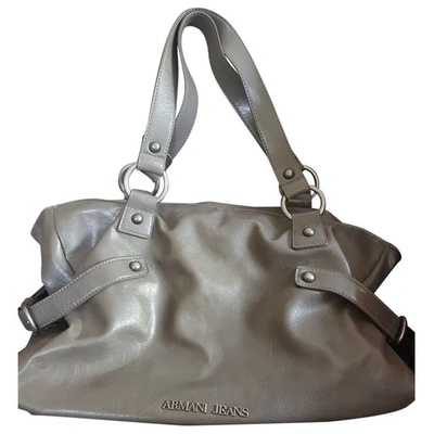 Pre-owned Armani Jeans Leather Handbag In Grey