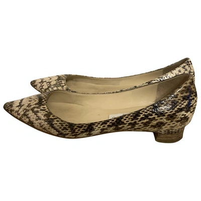 Pre-owned Jimmy Choo Beige Python Ballet Flats