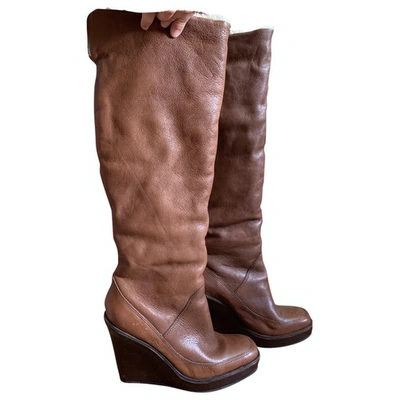 Pre-owned Michael Kors Leather Snow Boots In Brown