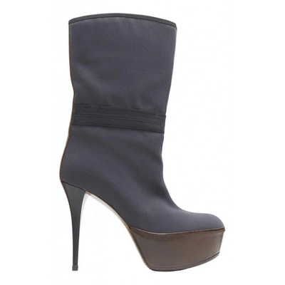 Pre-owned Marni Cloth Ankle Boots In Grey