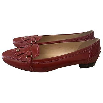 Pre-owned Tod's Patent Leather Flats In Red
