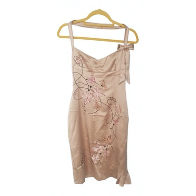 Pre-owned Karen Millen Silk Mid-length Dress In Beige