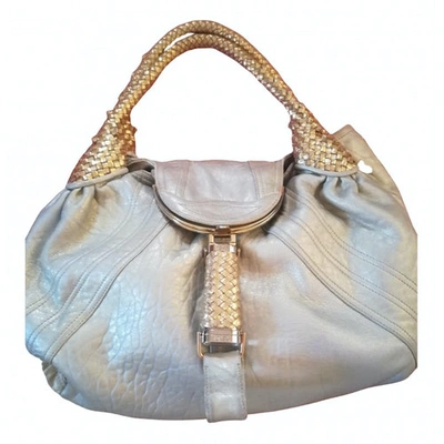 Pre-owned Fendi Spy Leather Handbag In Silver