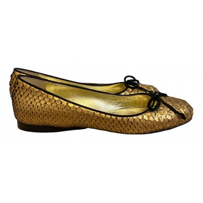 Pre-owned Tom Ford Gold Leather Ballet Flats