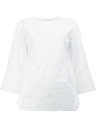 Marni Cropped Sleeve Blouse In White