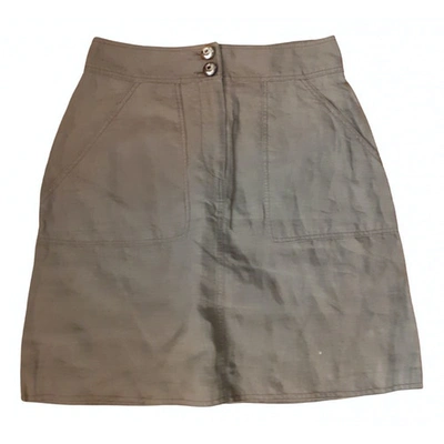 Pre-owned Tara Jarmon Linen Mini Skirt In Grey