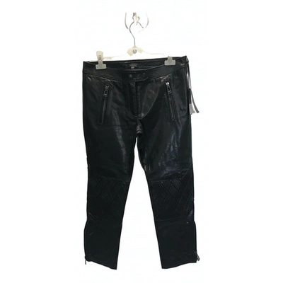 Pre-owned Belstaff Leather Trousers In Black