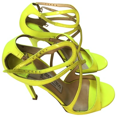 Pre-owned Jimmy Choo Lance Patent Leather Sandals In Yellow