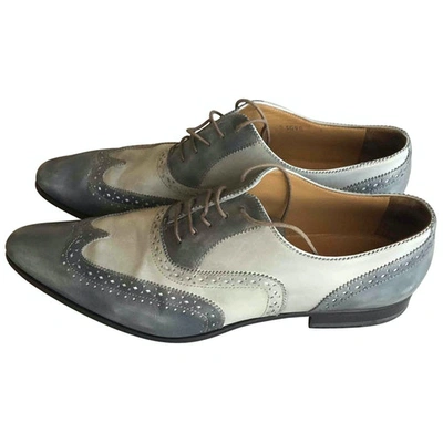 Pre-owned Santoni Leather Lace Ups In Grey