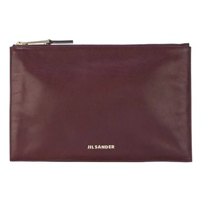 Pre-owned Jil Sander Leather Clutch Bag In Burgundy