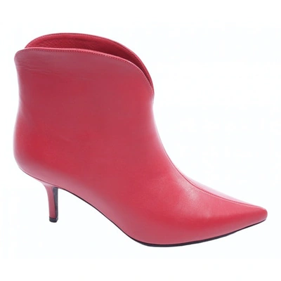 Pre-owned Anine Bing Leather Ankle Boots In Red