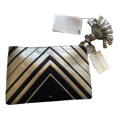 Pre-owned Anya Hindmarch Leather Clutch Bag In Silver
