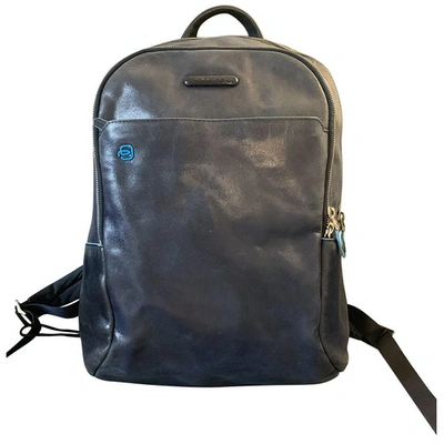 Pre-owned Piquadro Navy Leather Backpack