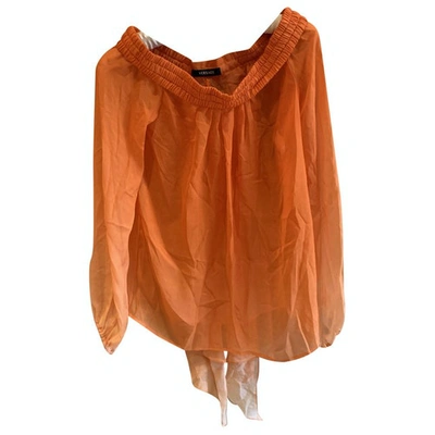 Pre-owned Versace Silk Blouse In Orange