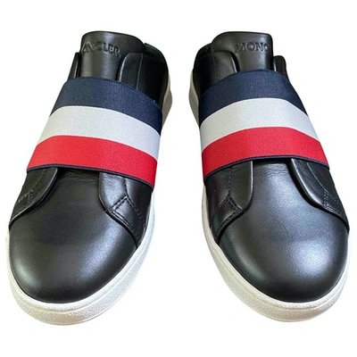 Pre-owned Moncler Leather Trainers In Black