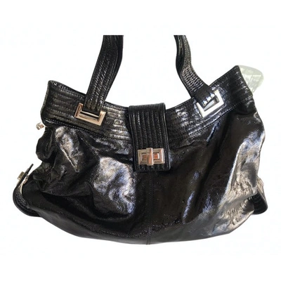Pre-owned David Koma Patent Leather Handbag In Black