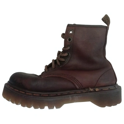 Pre-owned Dr. Martens' 1460 Pascal (8 Eye) Brown Leather Ankle Boots
