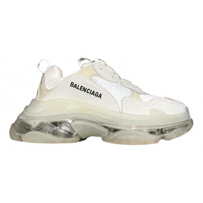 Pre-owned Balenciaga Triple S White Trainers