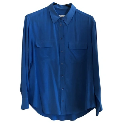 Pre-owned Equipment Blue Silk  Top