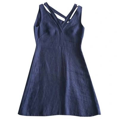 Pre-owned Valentino Linen Mid-length Dress In Navy