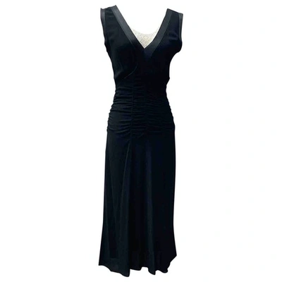 Pre-owned Prada Silk Mid-length Dress In Black