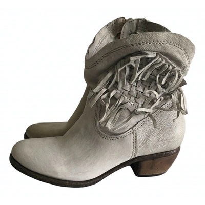 Pre-owned As98 Leather Cowboy Boots In Beige