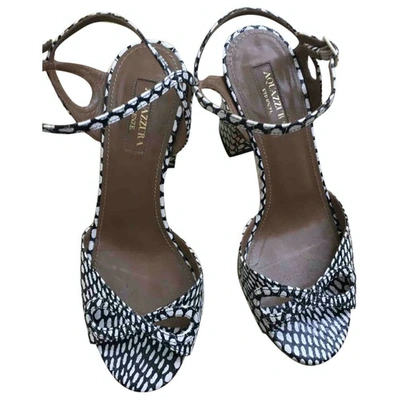 Pre-owned Aquazzura Leather Sandals In Grey