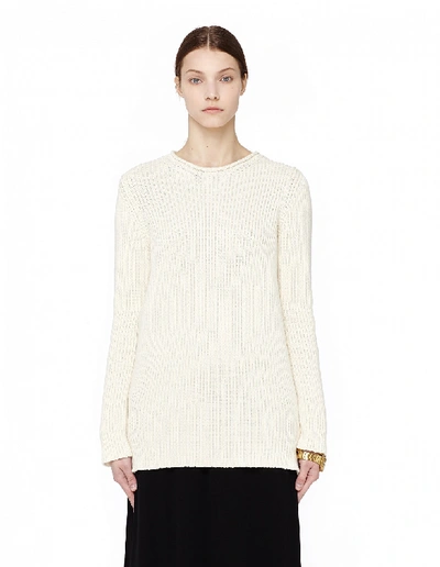 The Row Selina Ribbed-knit Cotton-blend Sweater In Beige