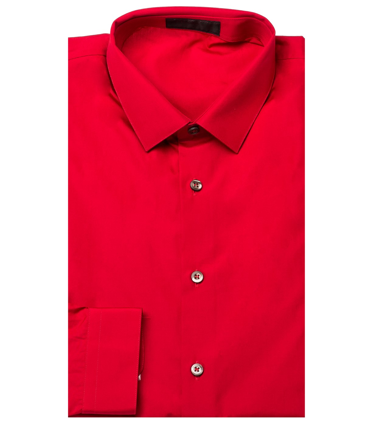 Spread Collar Cotton Dress Shirt Red 