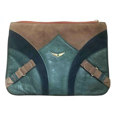 Pre-owned Zadig & Voltaire Leather Clutch Bag In Turquoise