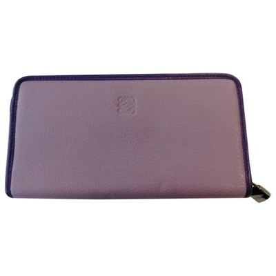 Pre-owned Loewe Leather Wallet In Purple